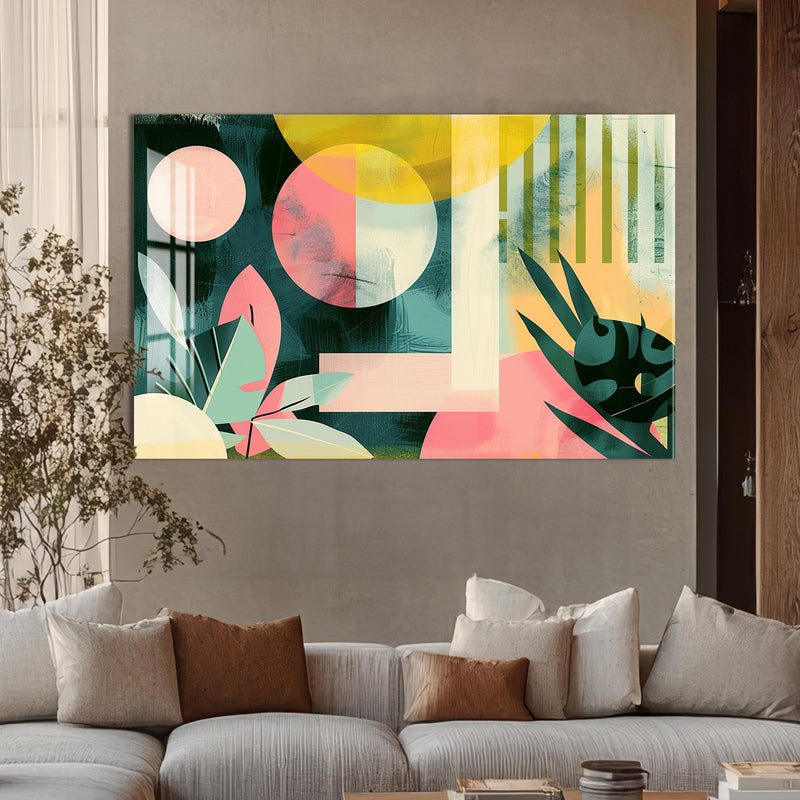 Artronauts Glass Print Tropical Geo Shapes - Abstract Tempered Glass Wall Art