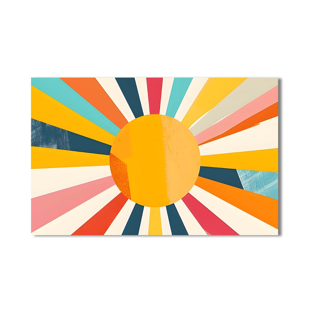 Artronauts Glass Print Warm Sunburst Bold- Abstract Tempered Glass Wall Art