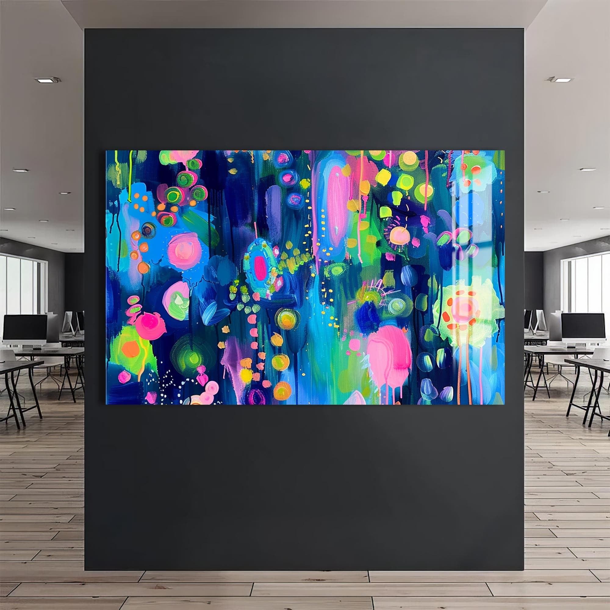 Artronauts Glass Print Neon Dream Burst - Abstract Tempered Glass Wall Art