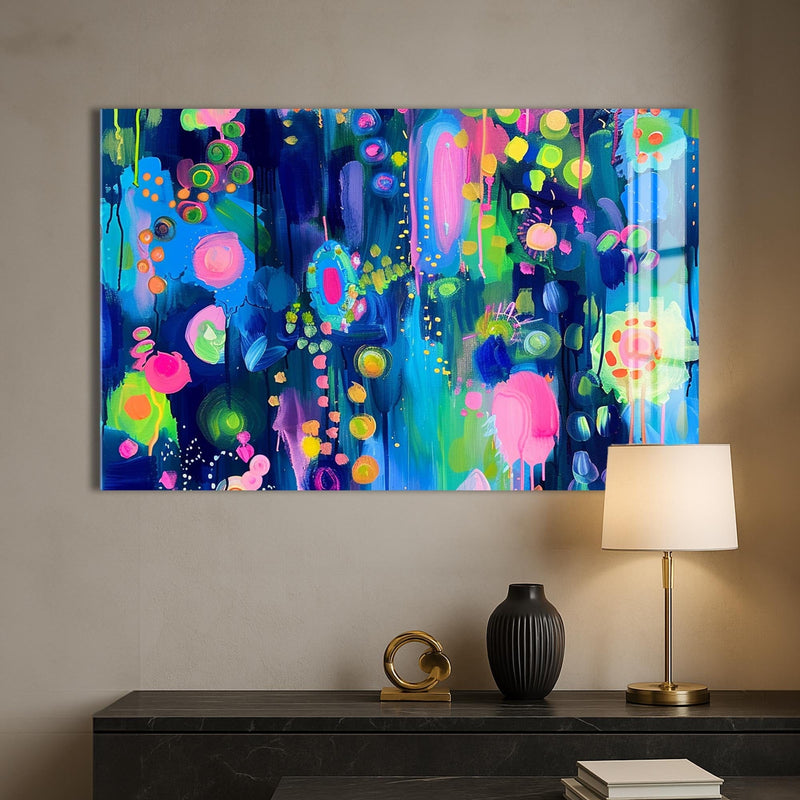 Artronauts Glass Print Neon Dream Burst - Abstract Tempered Glass Wall Art