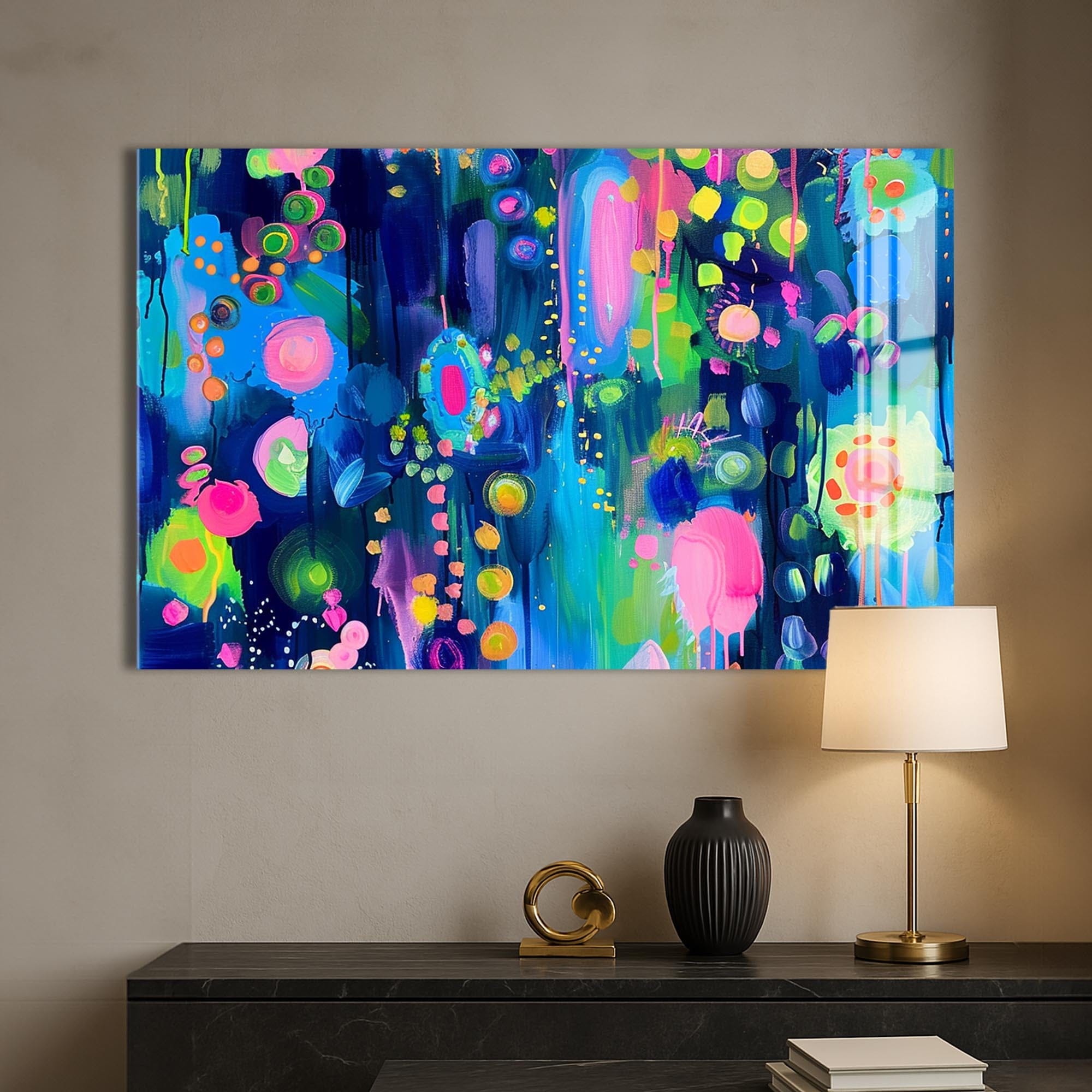Artronauts Glass Print Neon Dream Burst - Abstract Tempered Glass Wall Art