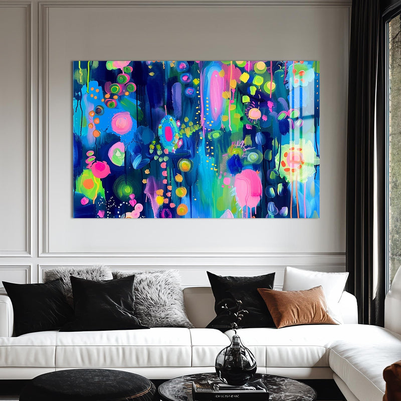 Artronauts Glass Print Neon Dream Burst - Abstract Tempered Glass Wall Art