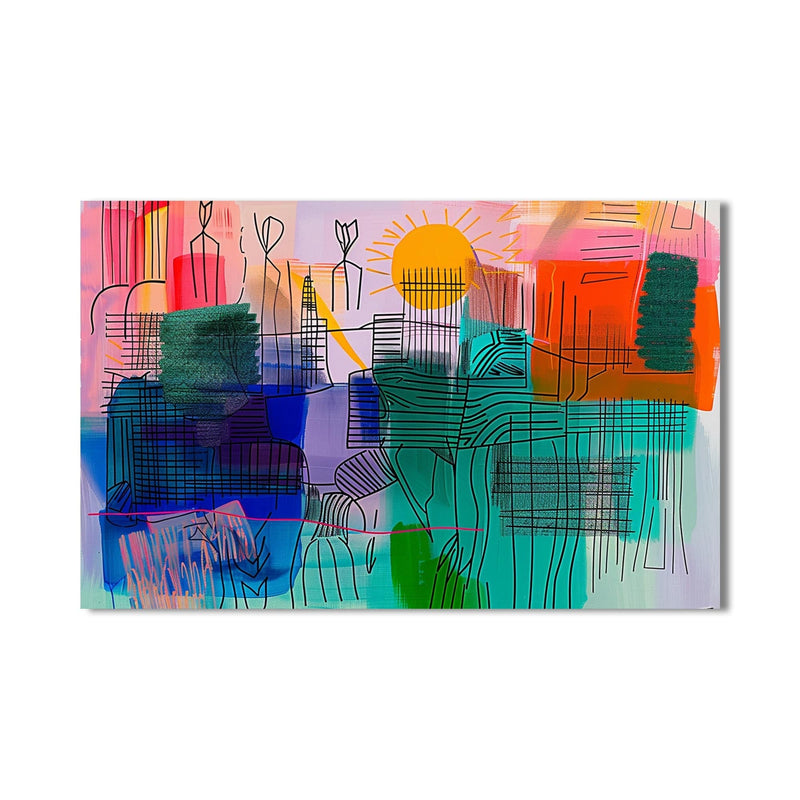 Artronauts Glass Print Sunlit City Lines – Abstract Tempered Glass Wall Art