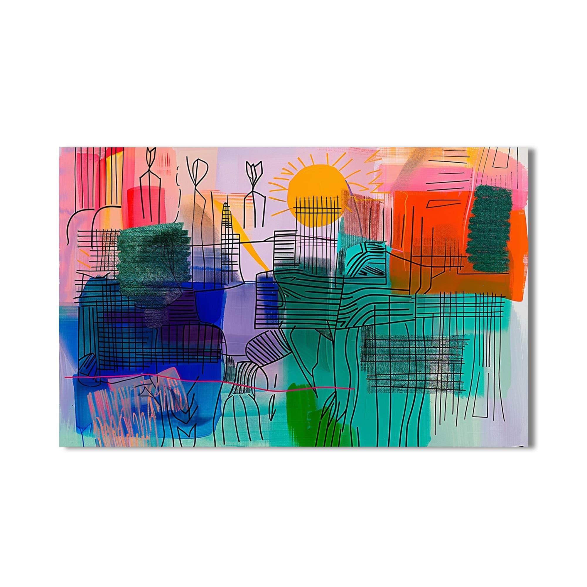 Artronauts Glass Print Sunlit City Lines – Abstract Tempered Glass Wall Art