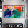 Artronauts Glass Print S | 72x46 cm | 28.3"x18.1" / Walnut Sunlit City Lines – Abstract Tempered Glass Wall Art