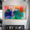 Artronauts Glass Print S | 72x46 cm | 28.3"x18.1" / Gold Sunlit City Lines – Abstract Tempered Glass Wall Art