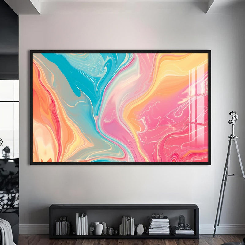 Artronauts Glass Print S | 72x46 cm | 28.3"x18.1" / Black Pastel Drift – Abstract Tempered Glass Wall Art