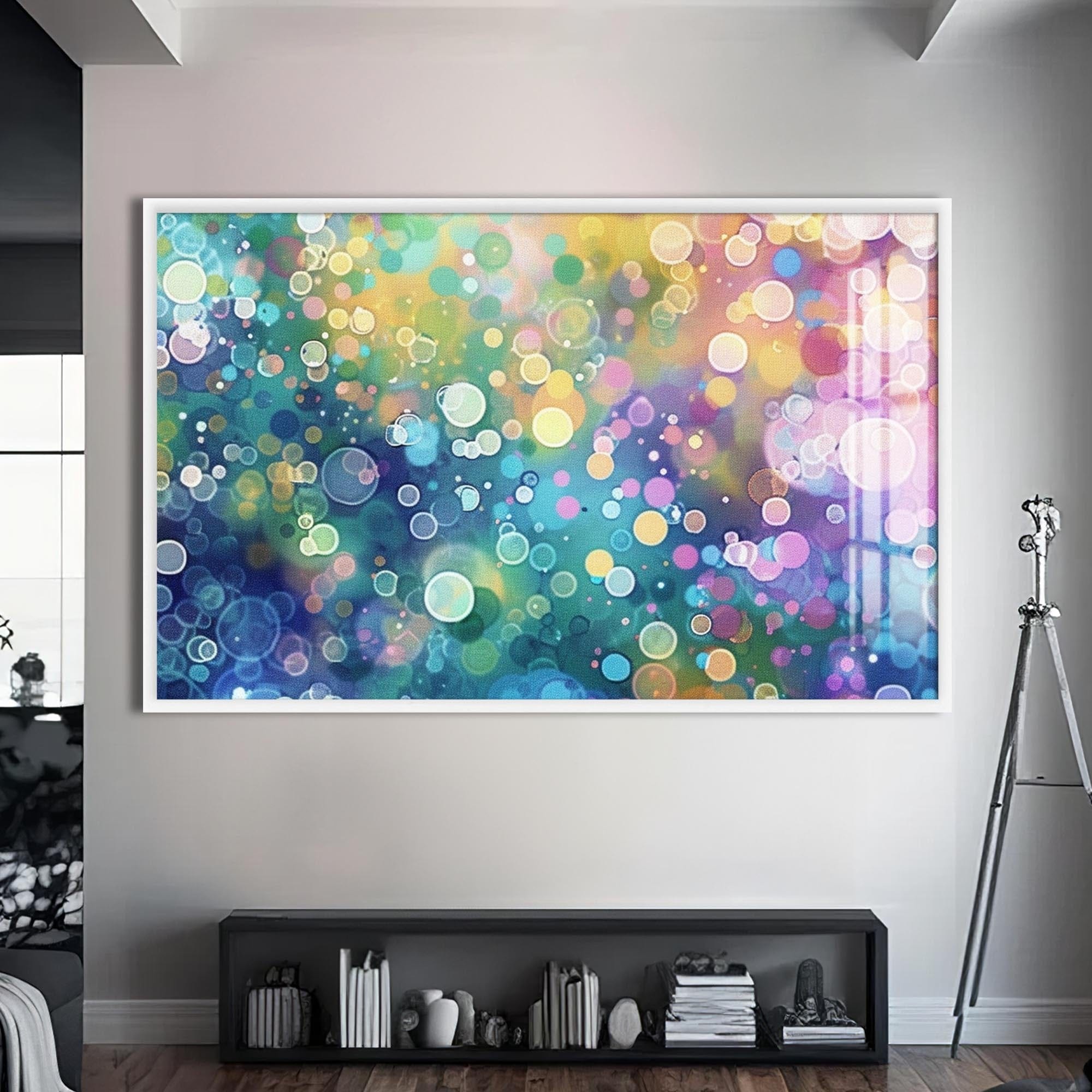 Artronauts Glass Print S | 72x46 cm | 28.3"x18.1" / White Bubble Dreamscape – Abstract Tempered Glass Wall Art