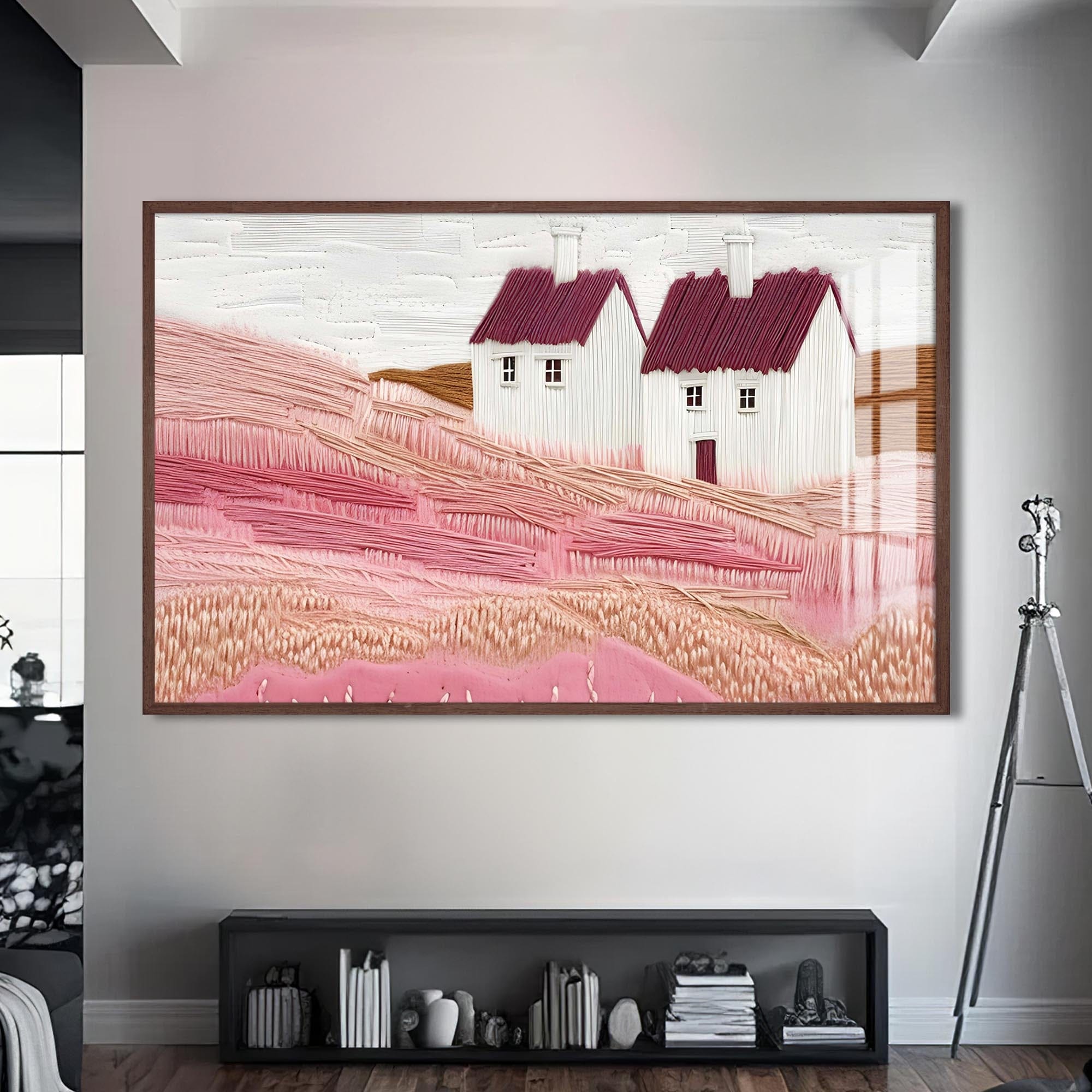 Artronauts Glass Print S | 72x46 cm | 28.3"x18.1" / Walnut Countryside Whispers – Abstract Tempered Glass Wall Art