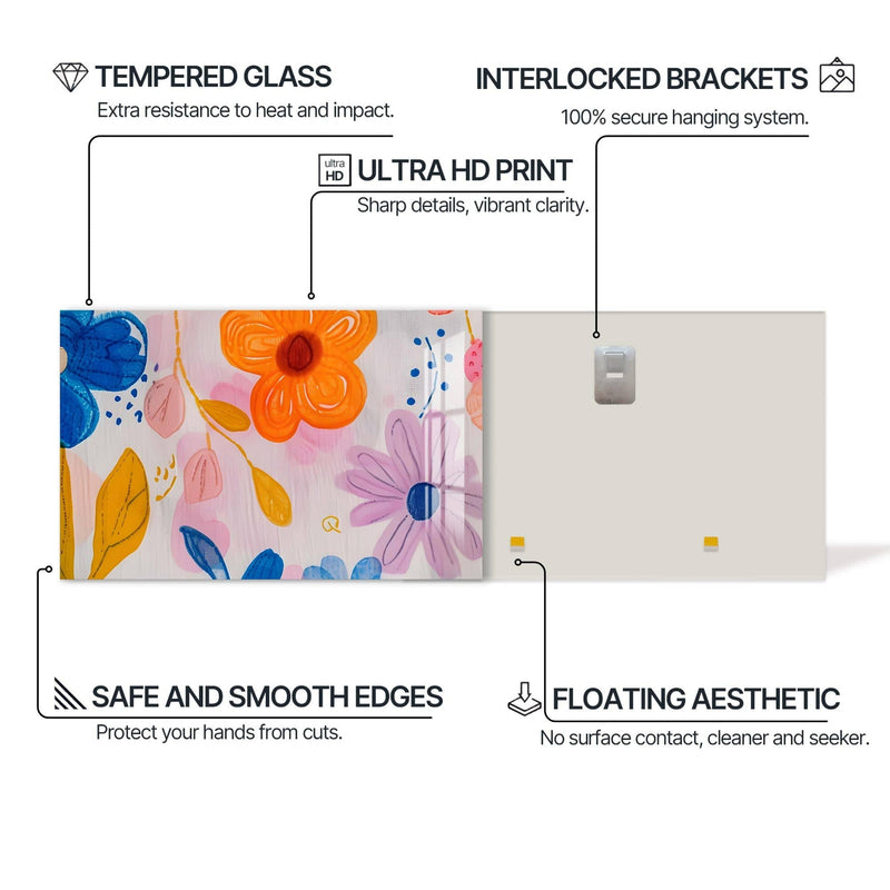 Artronauts Glass Print Floral Joy – Abstract Tempered Glass Wall Art