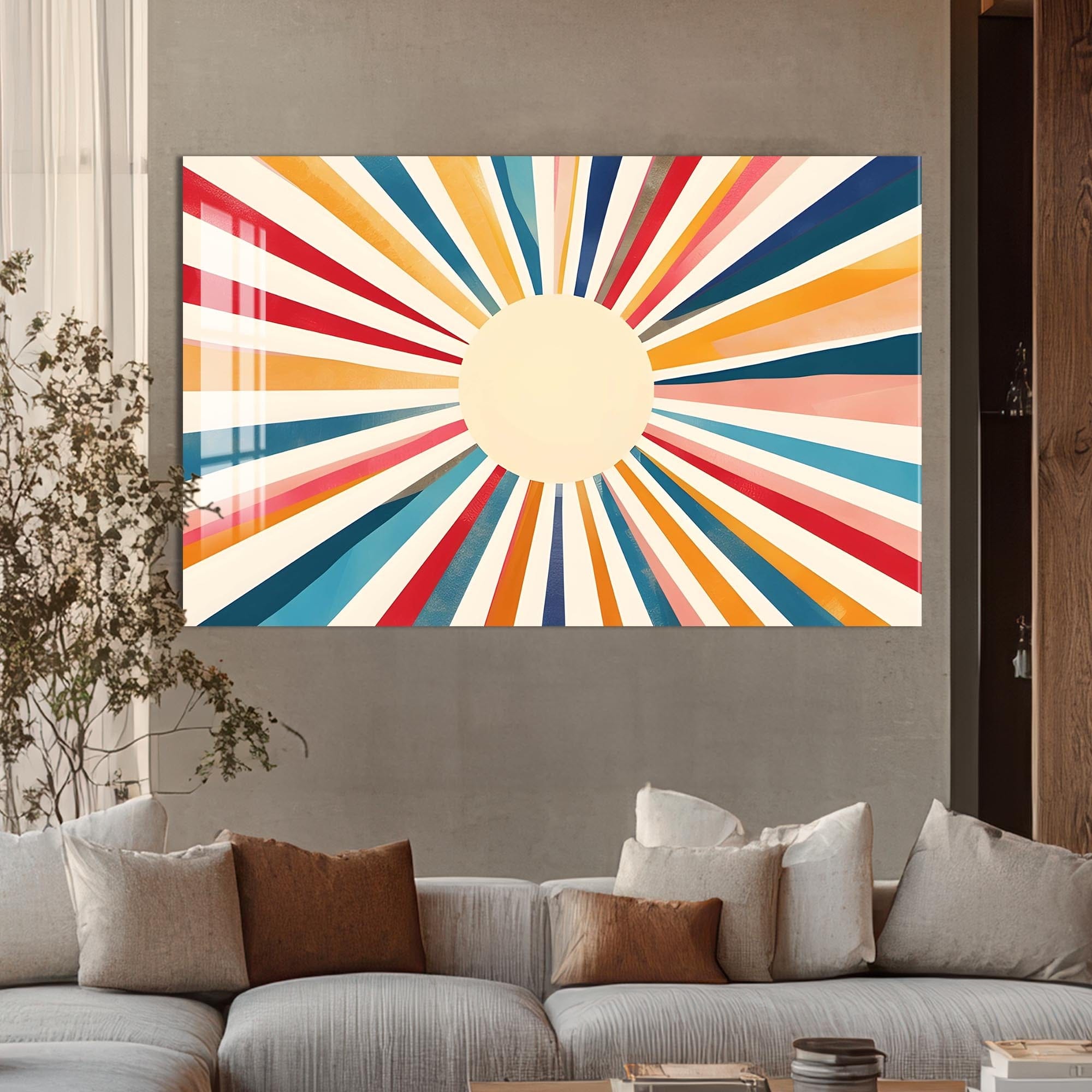 Artronauts Glass Print Soft Sunburst Pastel- Abstract Tempered Glass Wall Art