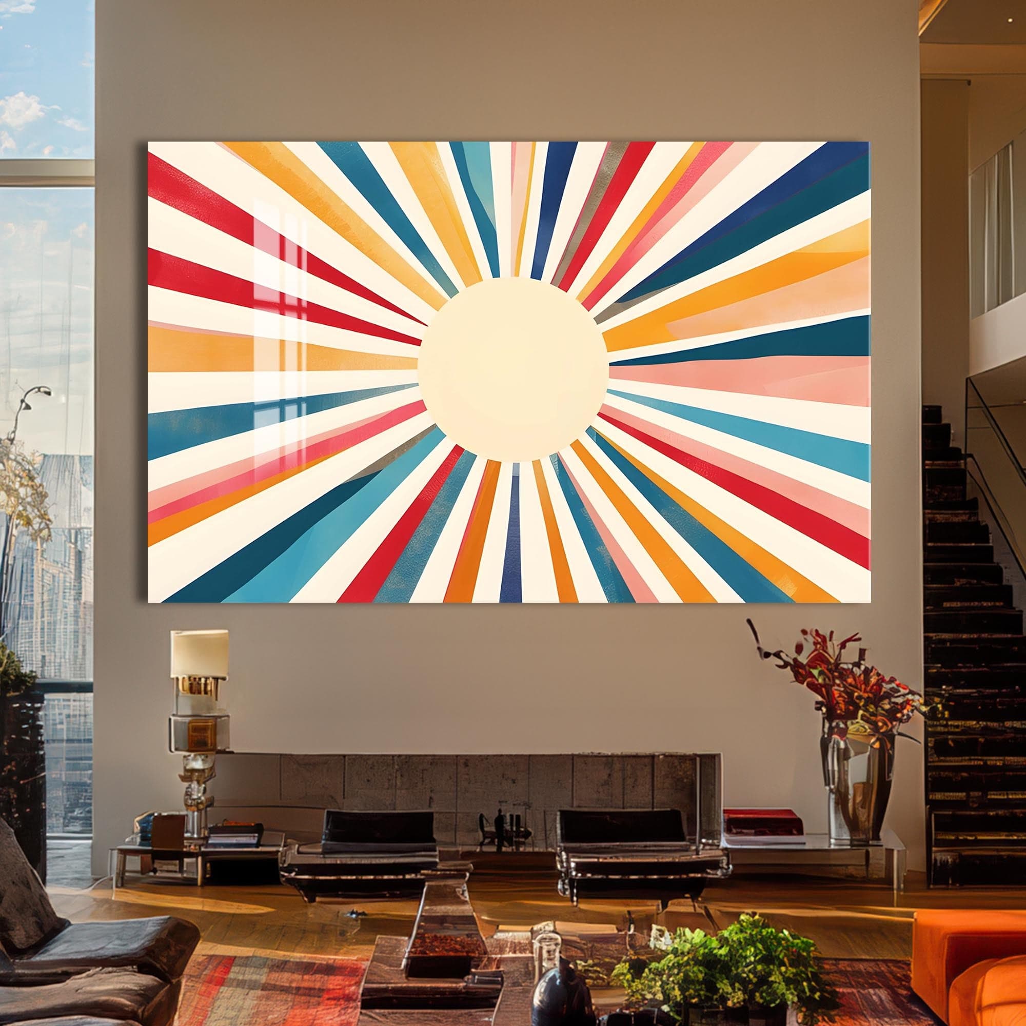 Artronauts Glass Print Soft Sunburst Pastel- Abstract Tempered Glass Wall Art