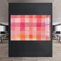 Artronauts Glass Print Pink Checked Abstract- Abstract Tempered Glass Wall Art