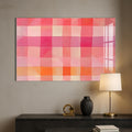 Artronauts Glass Print Pink Checked Abstract- Abstract Tempered Glass Wall Art