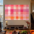 Artronauts Glass Print Pink Checked Abstract- Abstract Tempered Glass Wall Art
