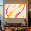 Artronauts Glass Print Yellow & Pink Flow Lines- Abstract Tempered Glass Wall Art