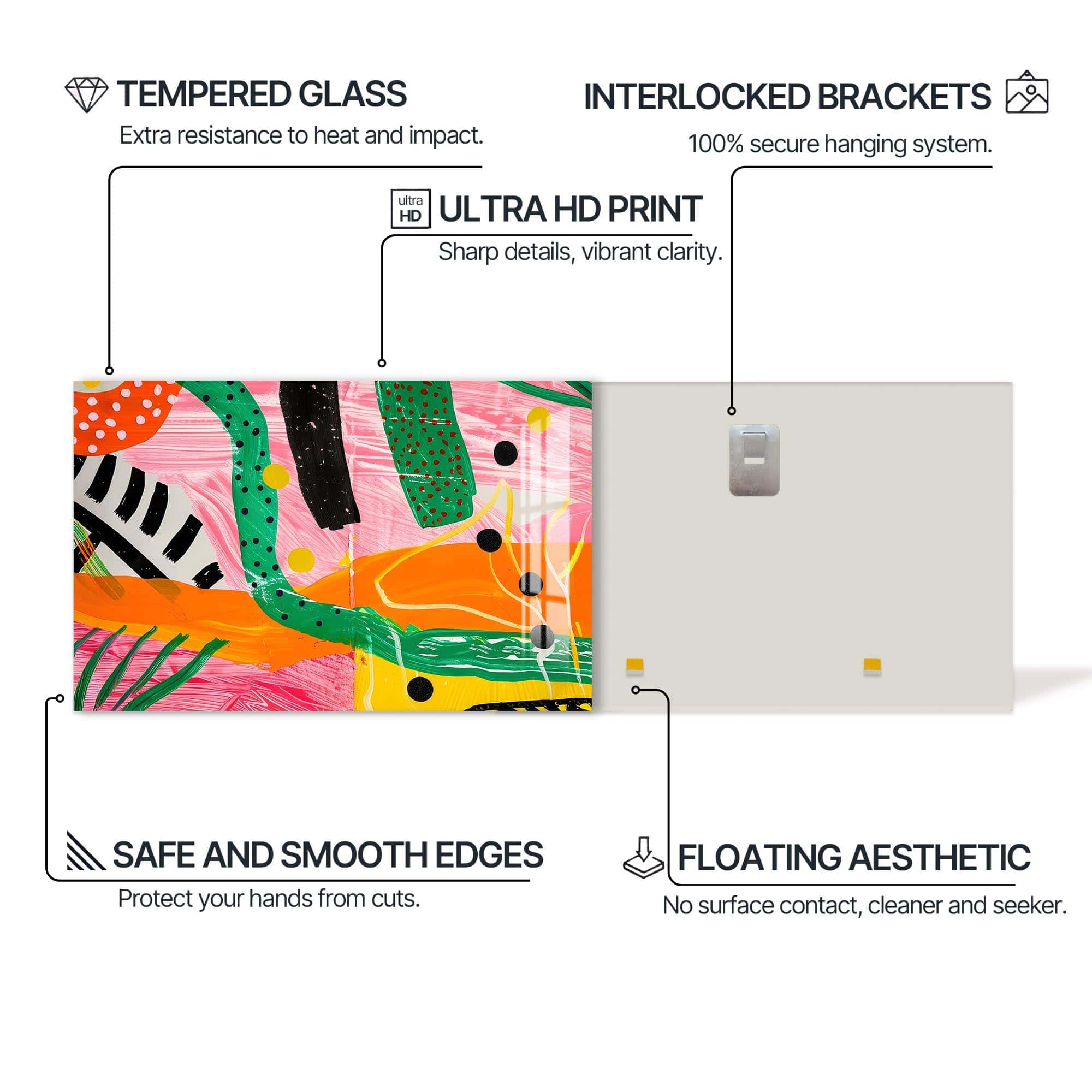 Artronauts Glass Print Bold Jungle Abstract-Abstract Tempered Glass Wall Art