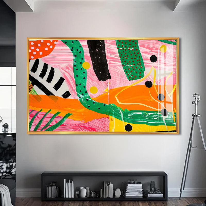 Artronauts Glass Print S | 72x46 cm | 28.3"x18.1" / Gold Bold Jungle Abstract-Abstract Tempered Glass Wall Art