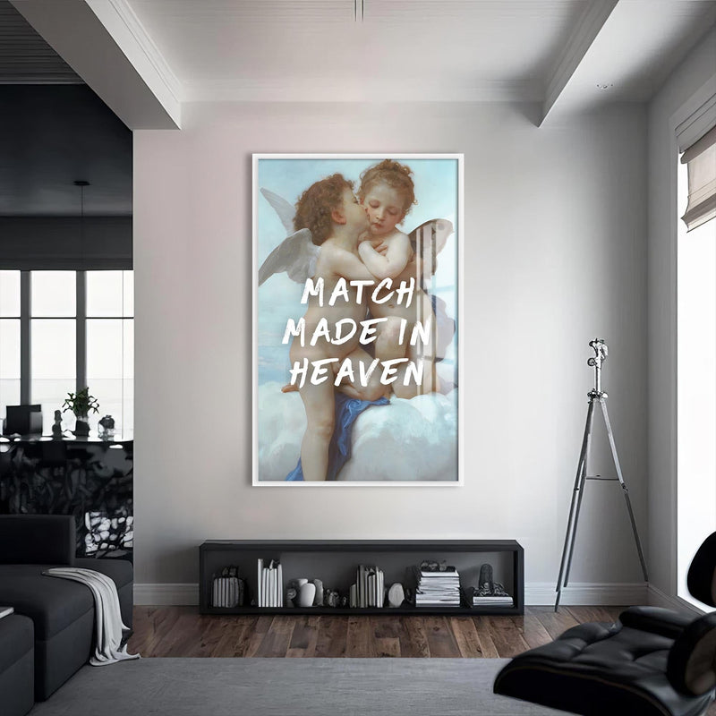Artronauts Glass Print S | 72x46 cm | 28.3"x18.1" / White Match Made Heaven - Tempered Glass Wall Art