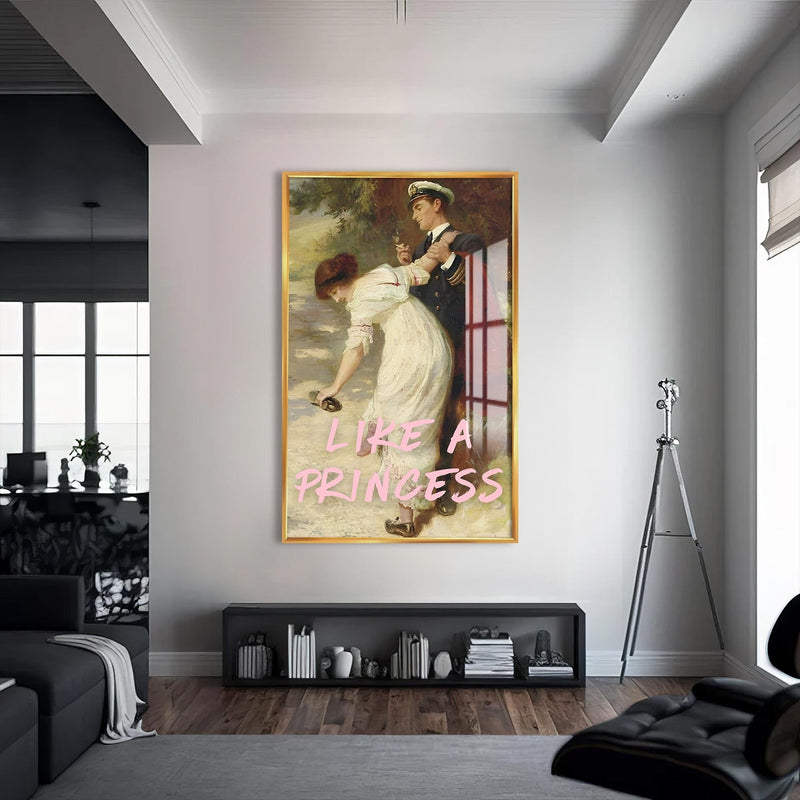 Artronauts Glass Print S | 72x46 cm | 28.3"x18.1" / Gold Like A Princess - Tempered Glass Wall Art