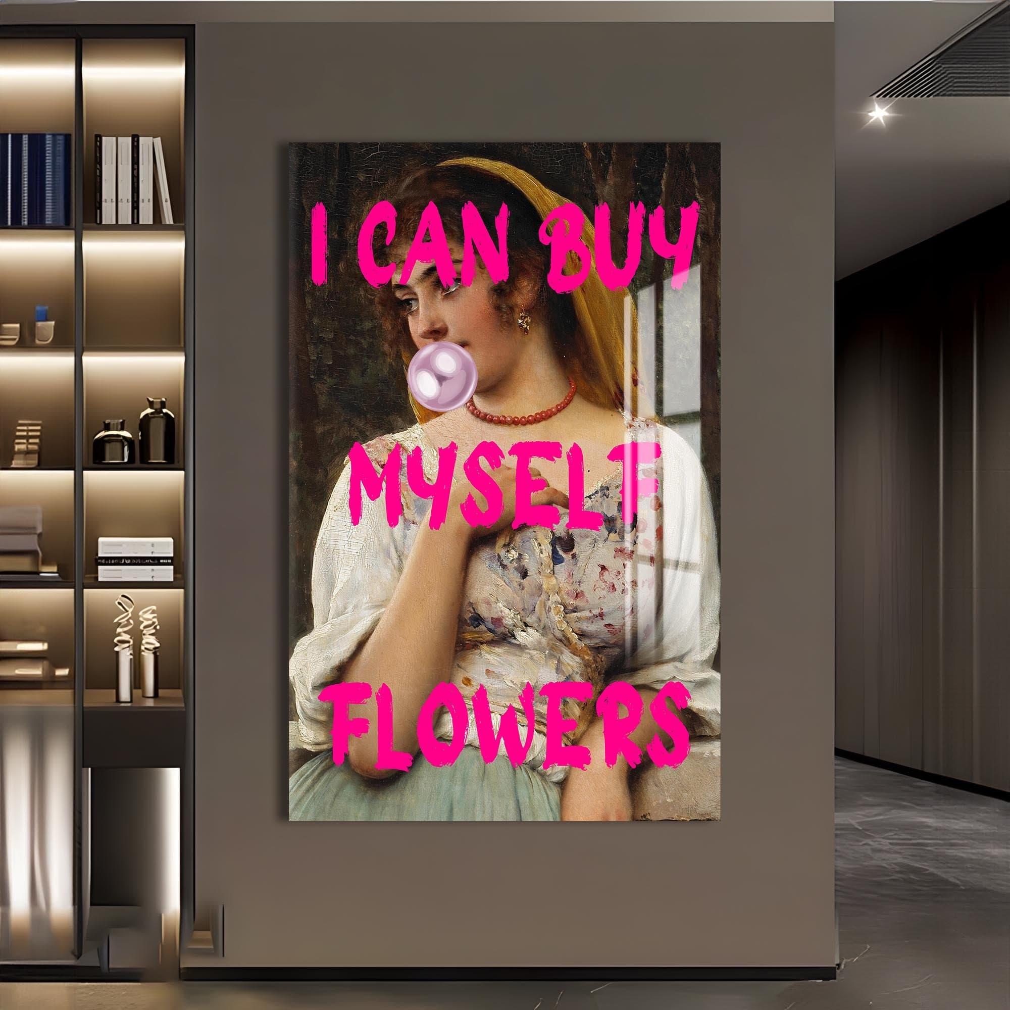 Artronauts Glass Print I Can Buy Myself Flowers - Tempered Glass Wall Art