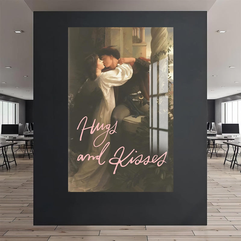 Artronauts Glass Print Hugs And Kisses - Tempered Glass Wall Art