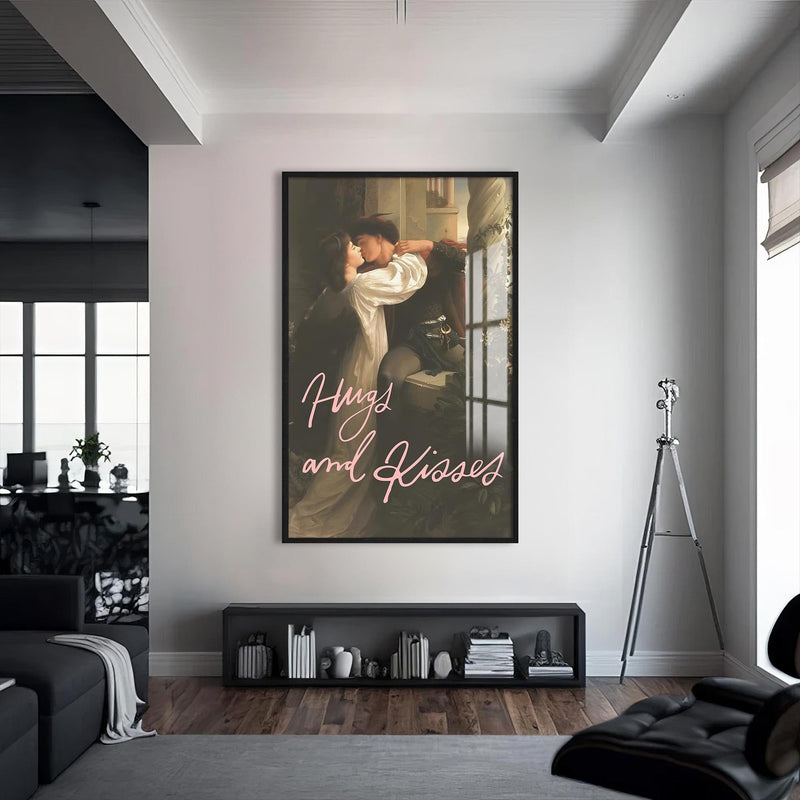 Artronauts Glass Print S | 72x46 cm | 28.3"x18.1" / Black Hugs And Kisses - Tempered Glass Wall Art
