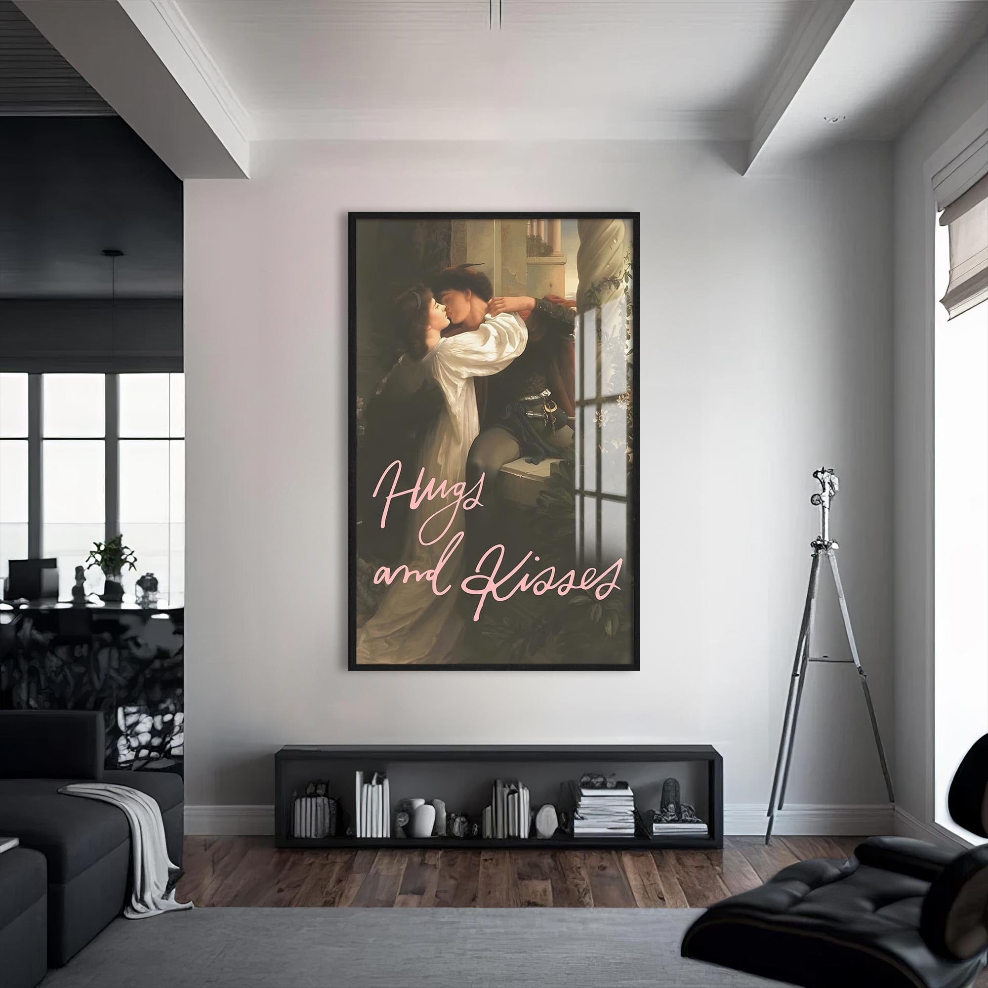 Artronauts Glass Print S | 72x46 cm | 28.3"x18.1" / Black Hugs And Kisses - Tempered Glass Wall Art