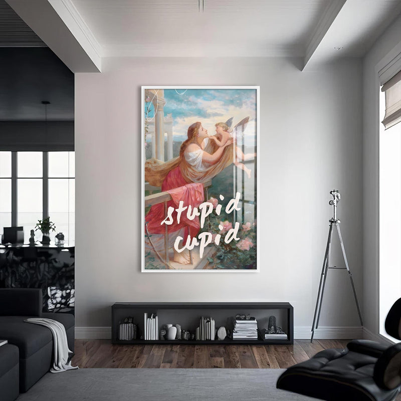 Artronauts Glass Print S | 72x46 cm | 28.3"x18.1" / White Stupid Cupid - Tempered Glass Wall Art