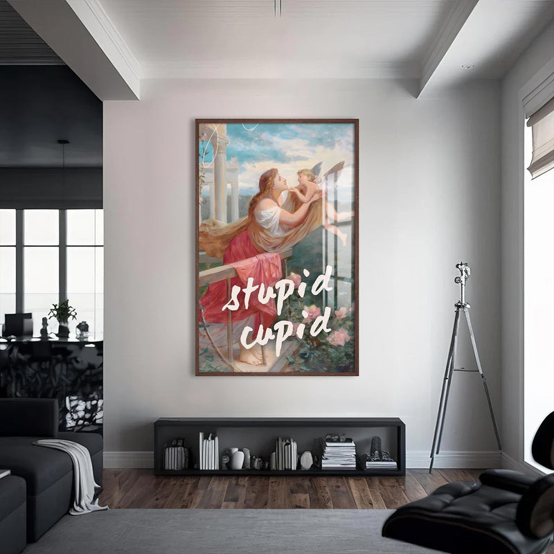 Artronauts Glass Print S | 72x46 cm | 28.3"x18.1" / Walnut Stupid Cupid - Tempered Glass Wall Art