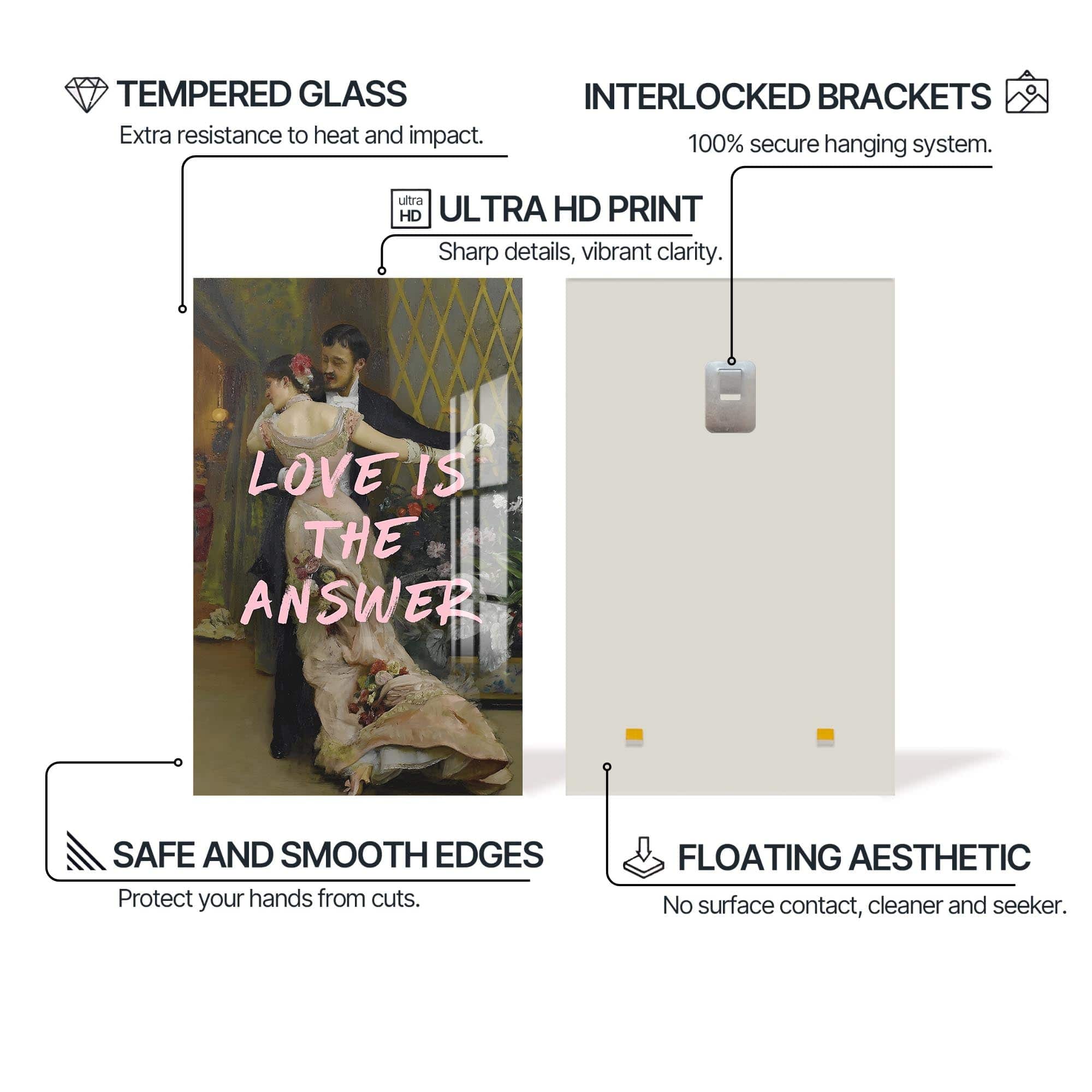 Artronauts Glass Print Love Is The Answer - Tempered Glass Wall Art