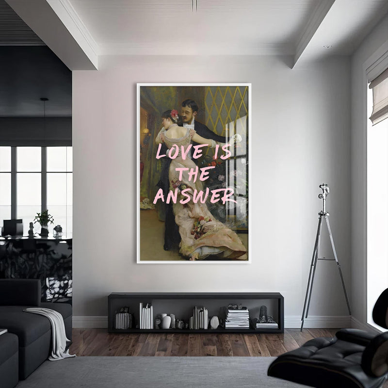 Artronauts Glass Print S | 72x46 cm | 28.3"x18.1" / White Love Is The Answer - Tempered Glass Wall Art