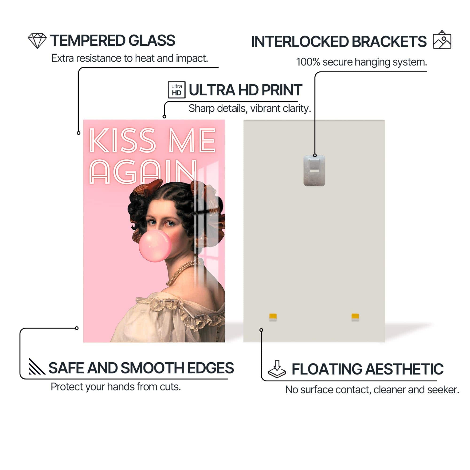 Artronauts Glass Print Kiss Me Again - Tempered Glass Wall Art