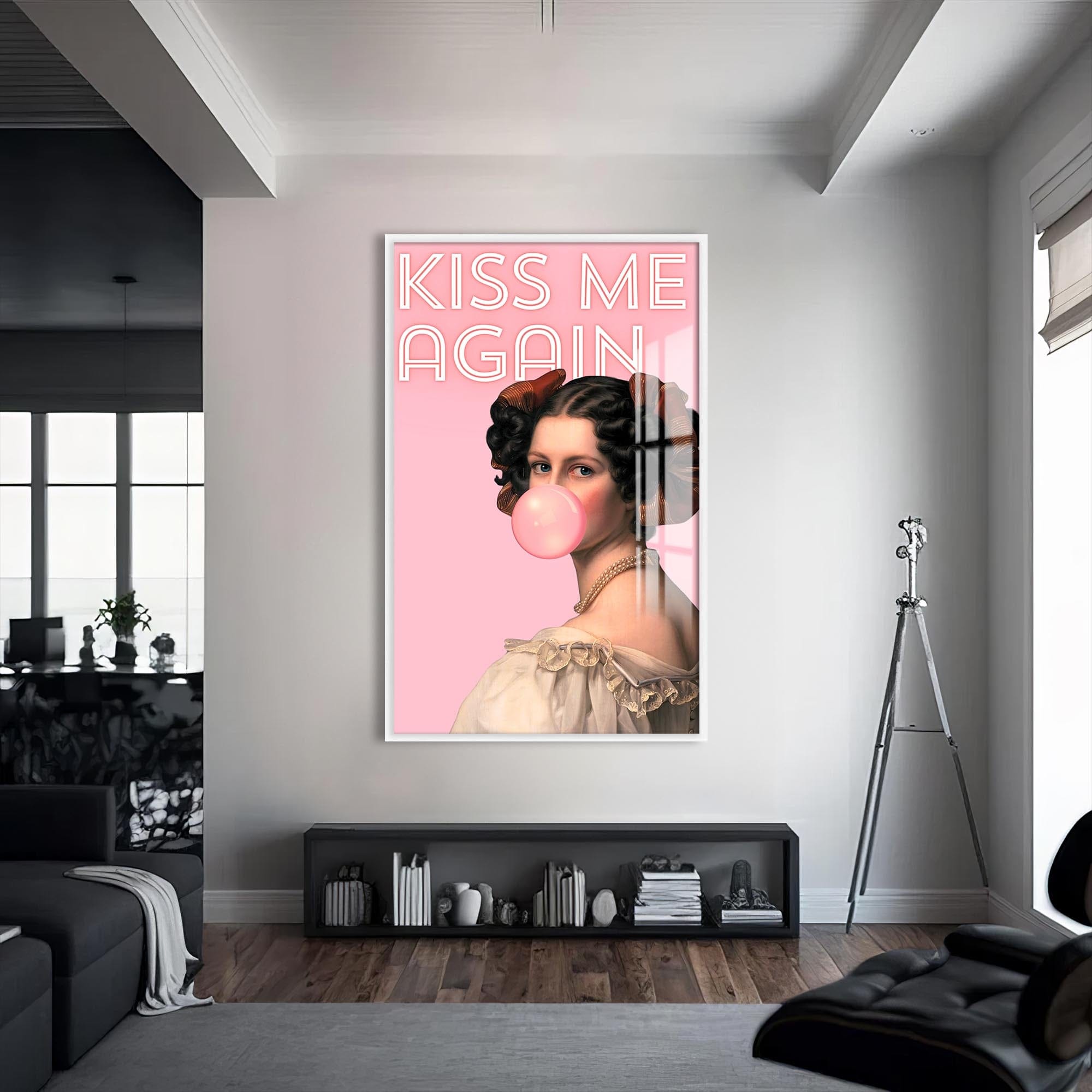 Artronauts Glass Print S | 72x46 cm | 28.3"x18.1" / White Kiss Me Again - Tempered Glass Wall Art