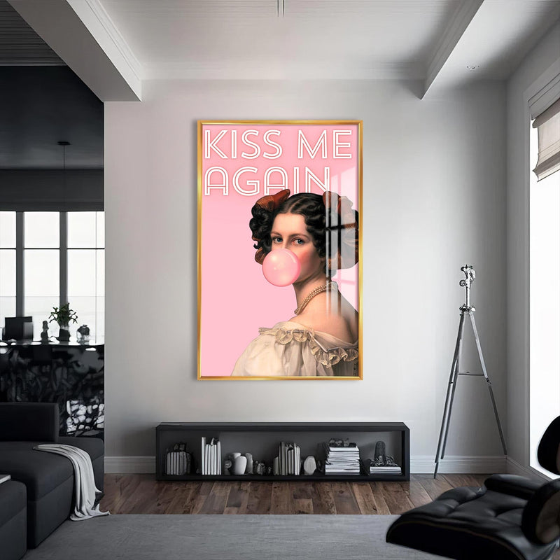 Artronauts Glass Print S | 72x46 cm | 28.3"x18.1" / Gold Kiss Me Again - Tempered Glass Wall Art