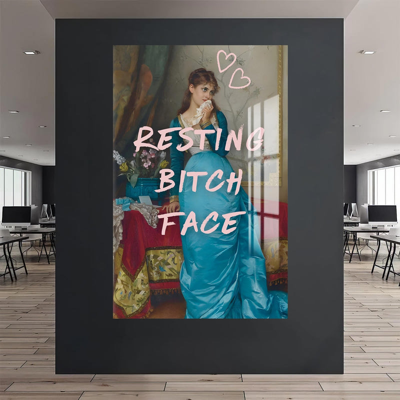 Artronauts Glass Print Resting Bitch Face - Tempered Glass Wall Art