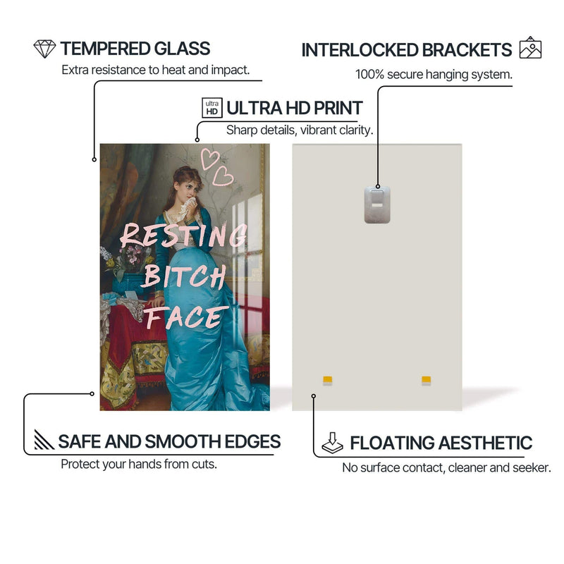 Artronauts Glass Print Resting Bitch Face - Tempered Glass Wall Art