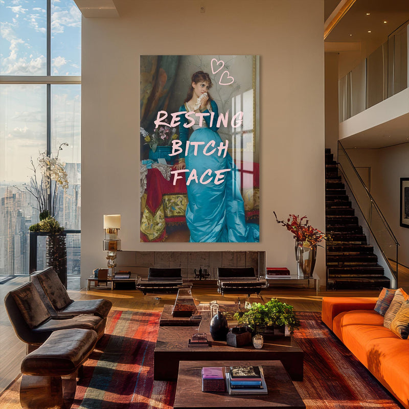 Artronauts Glass Print Resting Bitch Face - Tempered Glass Wall Art