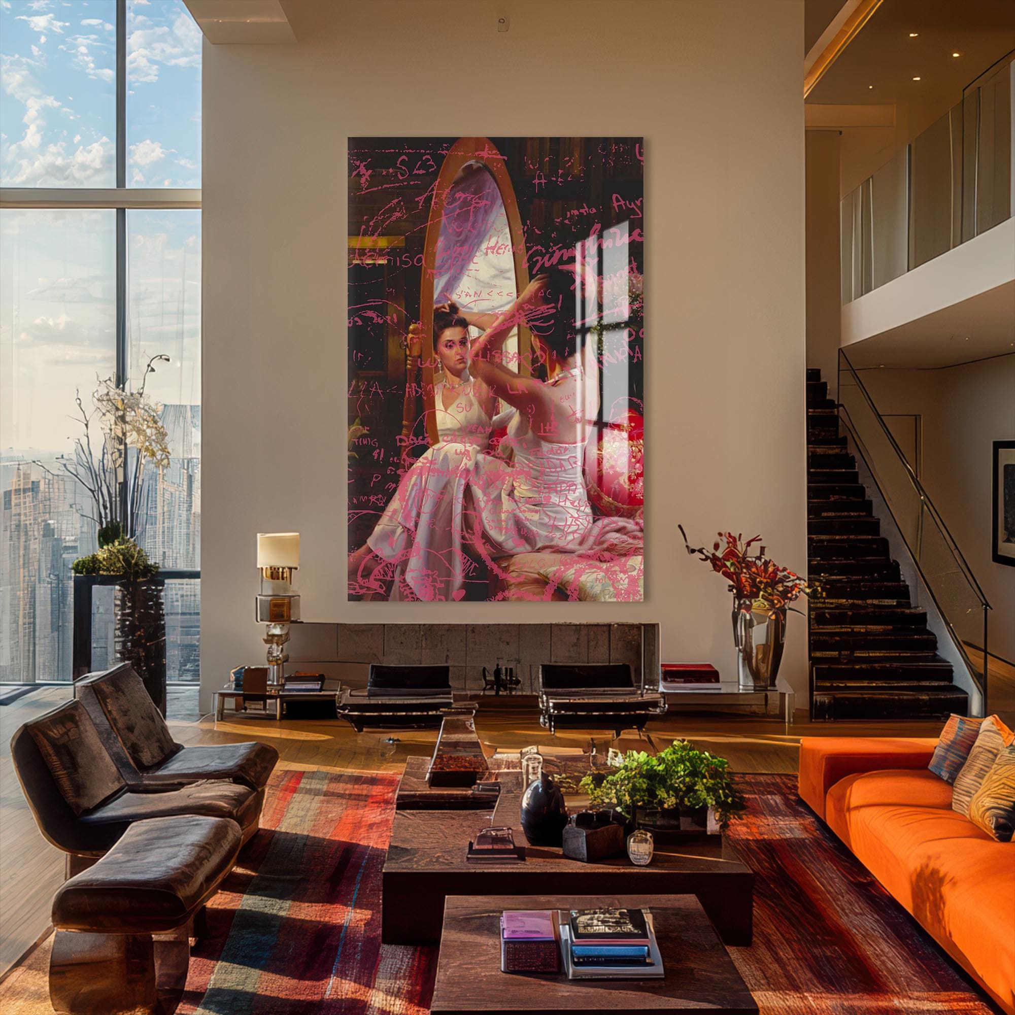 Artronauts Glass Print Pink Mirror Notes - Tempered Glass Wall Art