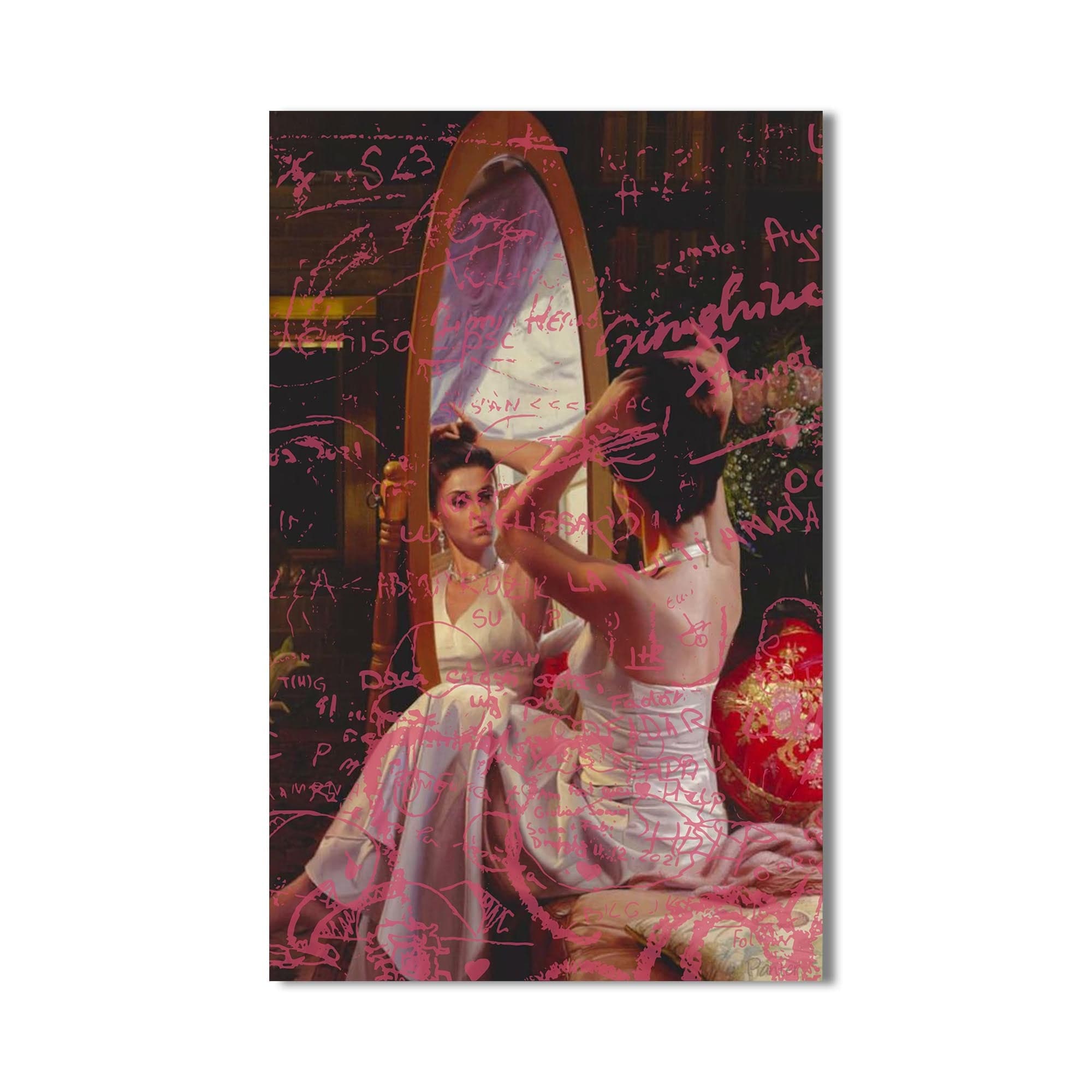 Artronauts Glass Print Pink Mirror Notes - Tempered Glass Wall Art