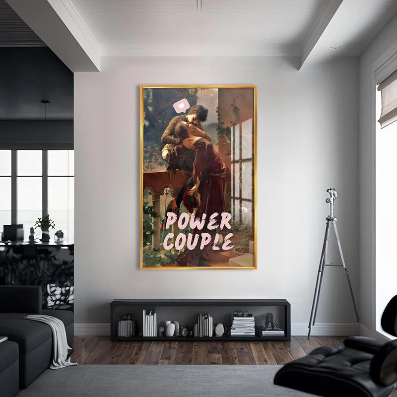 Artronauts Glass Print S | 72x46 cm | 28.3"x18.1" / Gold Power Couple - Tempered Glass Wall Art