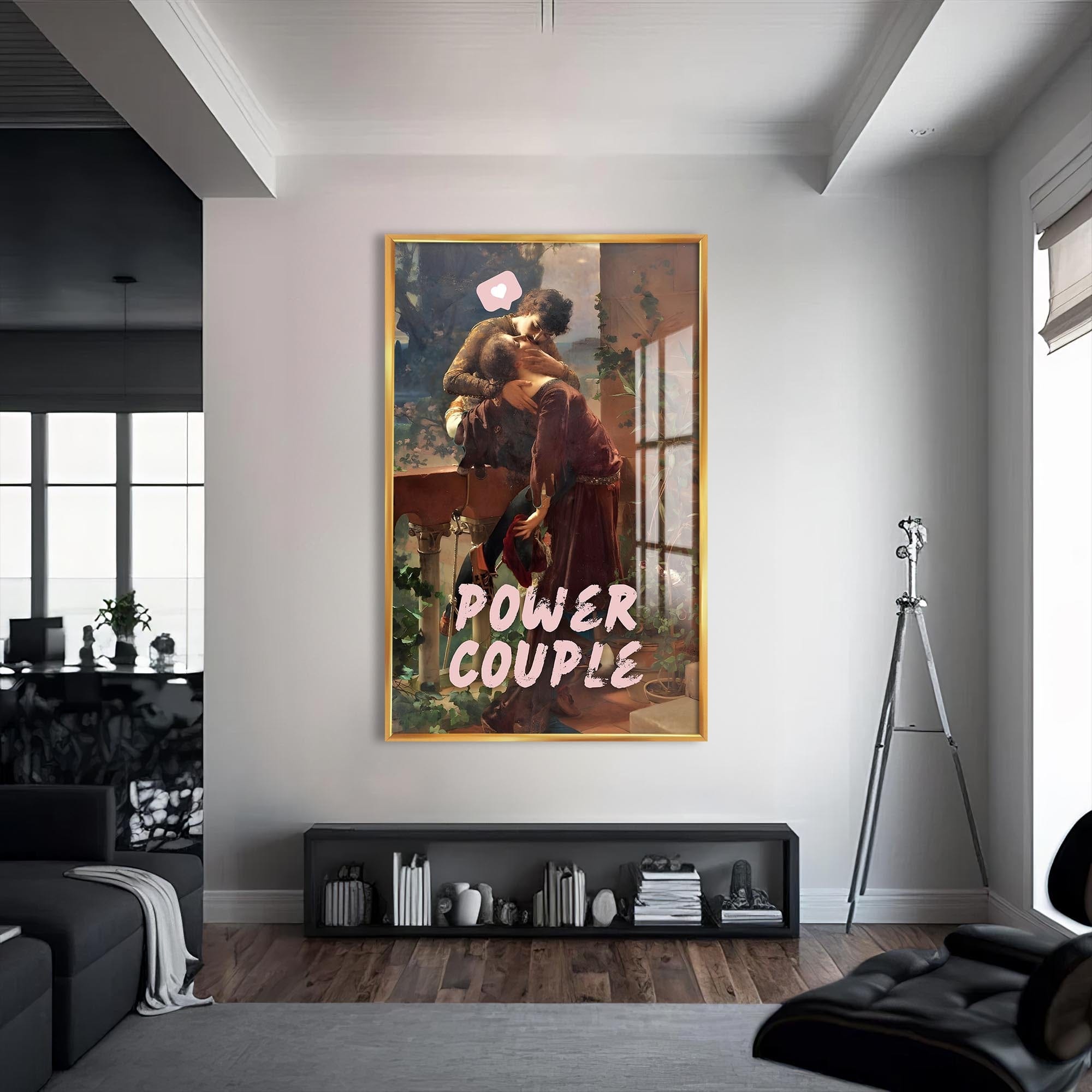 Artronauts Glass Print S | 72x46 cm | 28.3"x18.1" / Gold Power Couple - Tempered Glass Wall Art