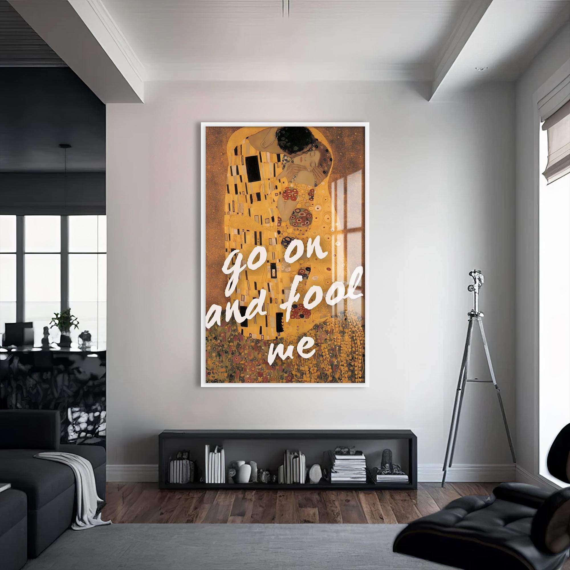 Artronauts Glass Print S | 72x46 cm | 28.3"x18.1" / White Go On Look Me - Tempered Glass Wall Art