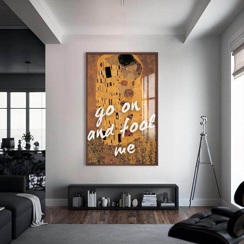 Artronauts Glass Print S | 72x46 cm | 28.3"x18.1" / Walnut Go On Look Me - Tempered Glass Wall Art