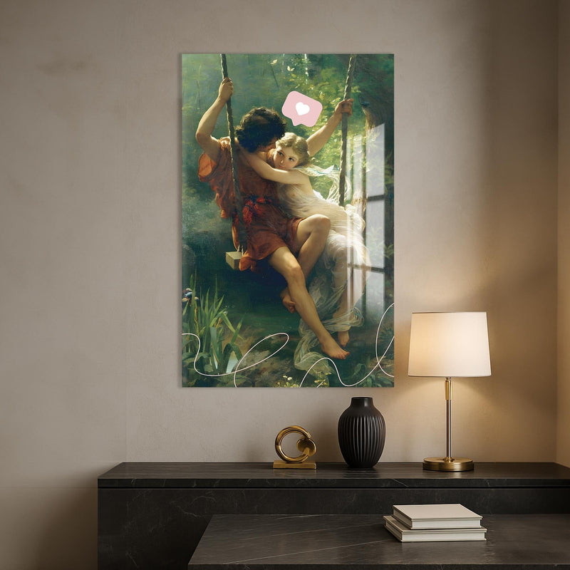 Artronauts Glass Print Vintage Swing Romance - Tempered Glass Wall Art