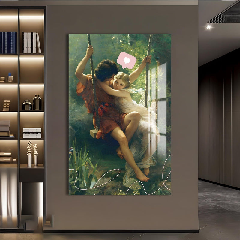 Artronauts Glass Print Vintage Swing Romance - Tempered Glass Wall Art