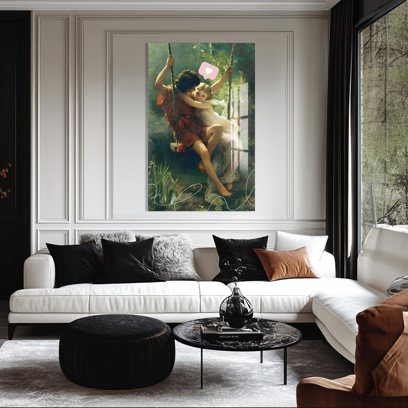 Artronauts Glass Print Vintage Swing Romance - Tempered Glass Wall Art