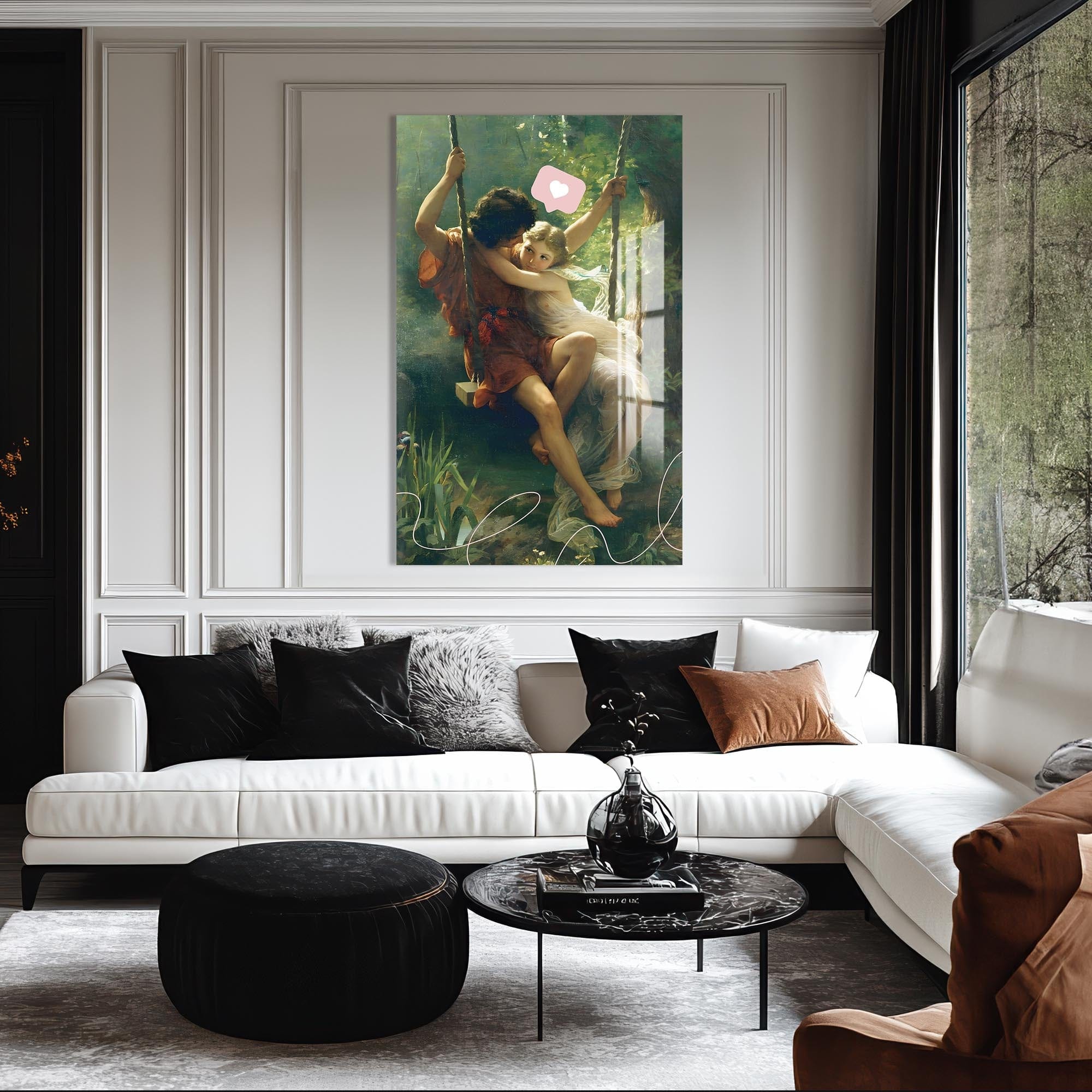 Artronauts Glass Print Vintage Swing Romance - Tempered Glass Wall Art
