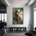 Artronauts Glass Print S | 72x46 cm | 28.3"x18.1" / Walnut Vintage Swing Romance - Tempered Glass Wall Art