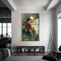 Artronauts Glass Print S | 72x46 cm | 28.3"x18.1" / Gold Vintage Swing Romance - Tempered Glass Wall Art